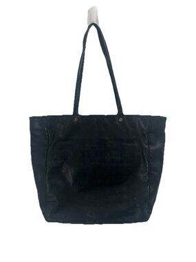 FEED Black Leather Tote Bag Large Distressed Shouldr Carryall Shopper